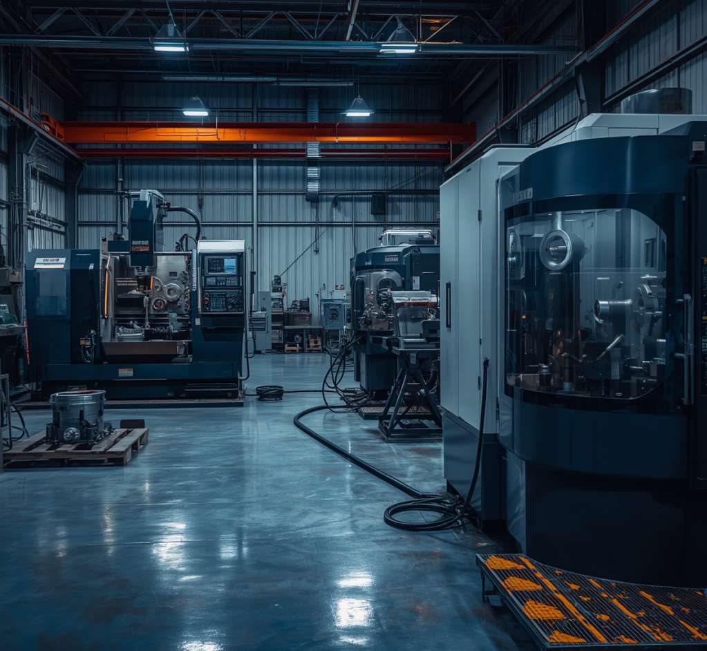 Machine shop interior, illustrative image
