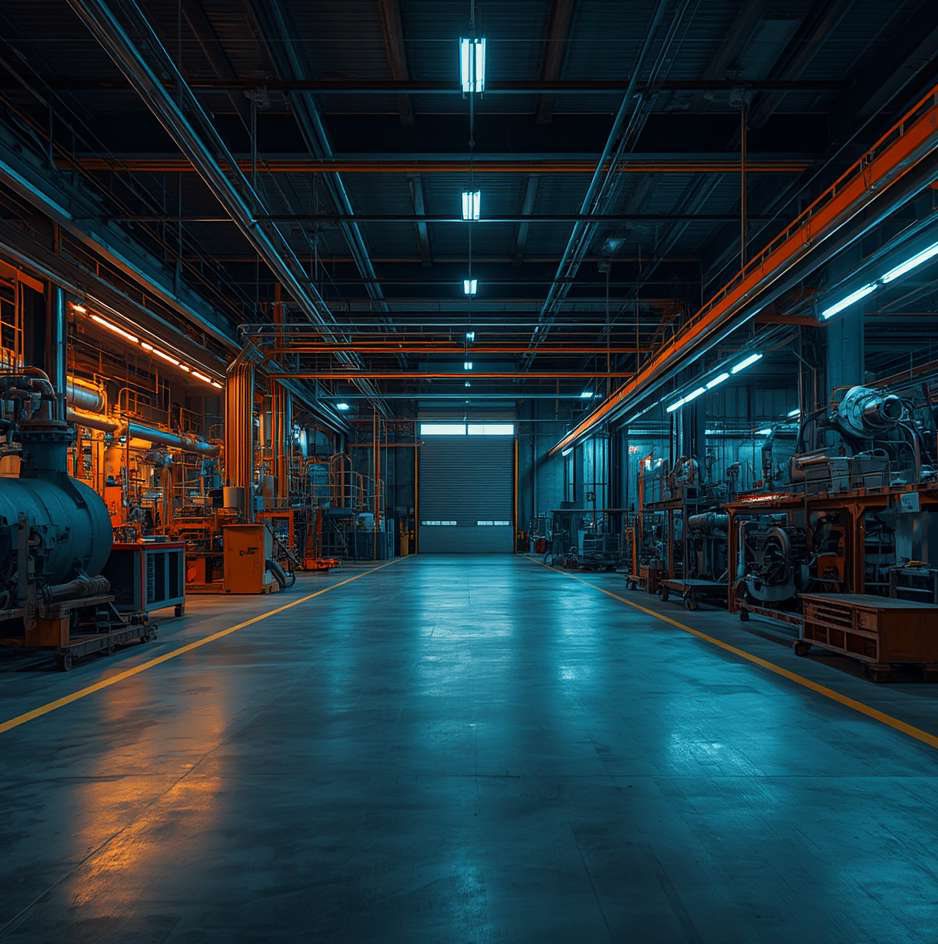 Industrial workshop hall, illustrative image